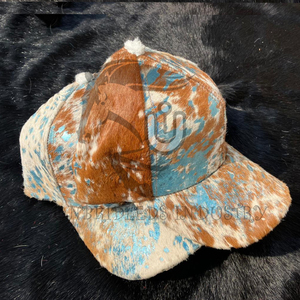 Gorra de cuero de vaca con pelo, estilo vintage, con efecto lavado ácido y salpicaduras metálicas, color marrón natural, novedad 2026 - Product Image 2