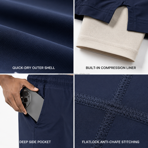 Blank Plain <b>No</b> <b>Logo</b> Mesh Lined Sports Shorts Breathable Mesh Fabric Spandex Inner Liner Back Zipper Pocket Wholesale Running - Product Image 6