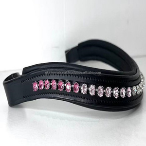 Banda de cejas de caballo de cuero extra cómoda acolchada suave con forma de onda profunda personalizada con diamantes de imitación de cristales multicolores de diseñador - Product Image 4