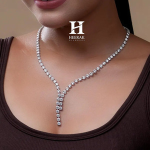 Collar de Diamantes en Forma de Y de Lujo, Chapado en Oro Blanco de 14K, con Diamantes Cultivados en Laboratorio, Collar de Tenis con Colgante para Mujer, Regalo de Joyería para Boda - Product Image 3