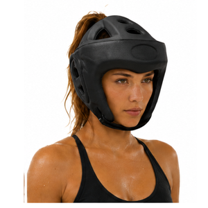 Boxing Head Guard EVA Protective Helmet With Air Vents For Adults Unisex Solid <b>Black</b> <b>Hook</b> & Loop Closure - Product Image 3