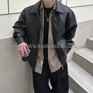 Precio de venta al por mayor 2024 Nuevo estilo de diseño Otoño Invierno Chaquetas de cuero Jóvenes Chaquetas de cuero cómodas de moda para hombres - Product Image 2