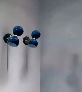 Modern Blue LED Metal <b>Wall</b> Lamp <b>Sconce</b> with Digital Printing Double Globe Bedside <b>Light</b> for Bedroom and Living Room - Product Image 2