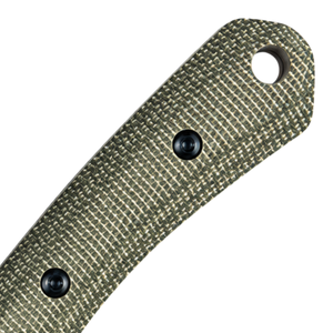 Cuchillos de hoja fija con mango texturizado verde oliva, hoja negra y funda protectora negra con clip para cinturón para uso en exteriores. - Product Image 5