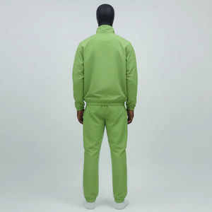 Chándal de bloques de color para hombre, chaqueta con cuello alto y cremallera verde y pantalones, conjunto deportivo informal, ropa de ocio - Product Image 2