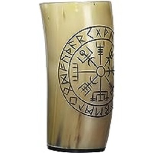 Corne à boire Viking gravée et polie, en corne de buffle naturelle, faite à la main, avec logo personnalisé, pour bière médiévale et hydromel portable - Product Image 3