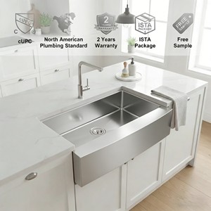 Fregadero de cocina de acero inoxidable hecho a mano de gran capacidad de 36x20 pulgadas, delantal de un solo cuenco de alto estándar, reunión frontal, demanda <span class=keywords><strong>del</strong></span> <span class=keywords><strong>mercado</strong></span> - Product Image 2