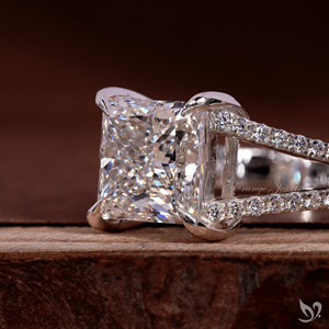 แหวนหมั้นเพชรแล็บเกรดพรีเมียม 3 กะรัต ทรงเจ้าหญิง ประดับเพชรแบบฝังเต็มวง ทองคำขาว 10K รับรองโดย IGI สำหรับขอแต่งงาน - Product Image 2