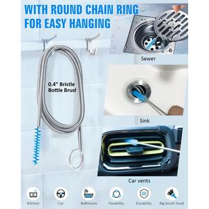 Set di 13 Spazzole per Pulizia in Acciaio Inox e Nylon, Flessibili e Portatili per Uso Domestico, Lavaggio Bottiglie e Pulizia Quotidiana - Product Image 6