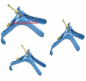 Juego de Espéculos Vaginales Manuales de Acero Inoxidable BISONS con Recubrimiento Azul para Procedimientos LEEP, 3 Piezas - Product Image 3