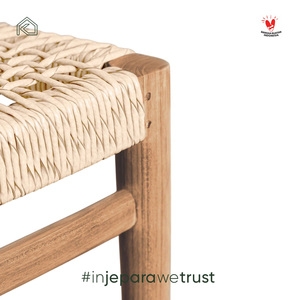 Chaise de salle à manger moderne en teck massif avec assise en corde tressée, Jepara Indonésie, mobilier pour café et restaurant - Product Image 5