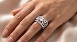 แหวนทองคำ 14KT ชุบโรเดียม ประดับเพชรทรงลูกแพร์และมาร์คีส์ น้ำหนัก 0.50 กะรัต ผลิตในห้องปฏิบัติการ ได้รับการรับรองจาก IGI  ฝังเพชรหลายด้านแบบ Prong Setting  OEM - Product Image 1