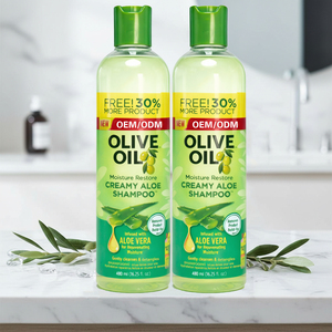 Champú Cremoso de Aloe Vera Orgánico al por Mayor para Limpieza Profunda con Fórmula de Restauración de Humedad con Aceite de Oliva para Cabello Negro con Textura Rizada - Product Image 1