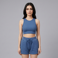 Nouvelle collection été 2024 : Short décontracté pour femme en tissu éponge 100 % coton, col rond, sans manches, écologique, séchage rapide et respirant