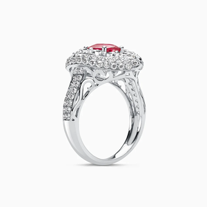 Bague de luxe unisexe Krishnavii KR 221 en or blanc 18 carats avec diamants taille coussin et taille rose certifiés IGI - Product Image 3