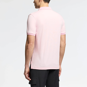 Polo rose à manches courtes pour homme avec logo flamme imprimé, en coton Oxford décontracté et respirant, avec logo frontal - Product Image 3