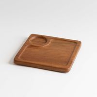 Plateau de service élégant en bois d'acacia pour chips et trempettes, avec bols séparés pour les sauces – Nouveauté très demandée