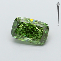 ROYAL GEMS, Diamante Cultivado en Laboratorio con Certificación IGI, Corte Cojín Alargado de 2.07 CT, Color Verde Intenso Fantasía, Claridad VS2, para Joyería