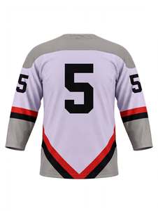 Custom Sublimated <b>Light</b> Grey Ice Hockey Jersey Custom Team Name <b>Number</b> Piranhas Graphic V Neck Lace <b>Up</b> Breathable Lightweight - Product Image 4