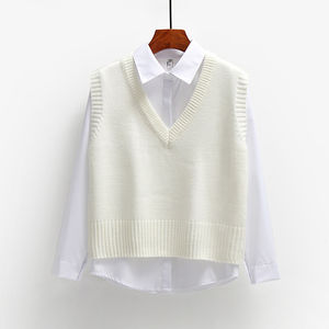 Pull sans manches pour homme et femme, col en V, coupe ample et courte, collection Printemps 2026 Automne, pull de cricket - Product Image 4