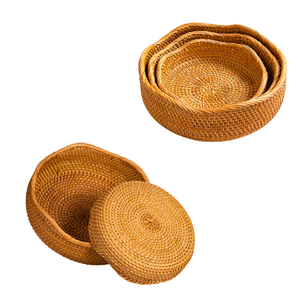 Premium Eco-friendly Handmade Wicker <b>BREAD</b> RATTAN <b>BASKET</b> / TRAY with Scallop Weaving Edge Natural Woven Storage <b>Basket</b> - Product Image 1