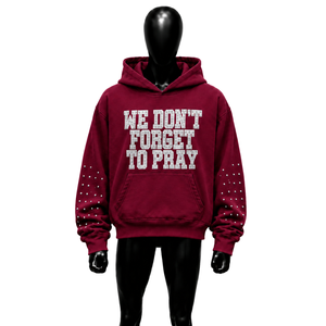 Sudadera con Capucha Color Granate con Letras de Diamantes de Imitación y Gráficos Religiosos Inspirados en la Fe, Sudadera con Capucha Cristiana Moderna y Elegante - Product Image 1