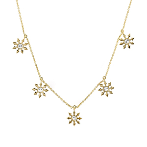 สร้อยคอเพชรแท้ ทองคำแท้ 18K ประดับเพชรลายดอกไม้ เครื่องประดับชั้นดีสำหรับเทศกาลและของขวัญ - Product Image 4