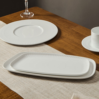 Service de table en porcelaine élégante européenne ST, incrustation dorée, vaisselle en céramique embossée, bols, assiettes et plats portables et écologiques