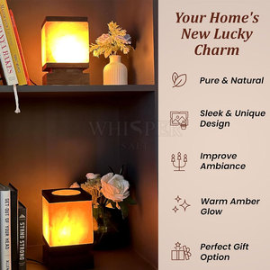 Natural Glow Himalayan <b>Cube</b> Salt Lamp Carved Warm <b>Light</b> Modern Design Customizable Home Decor - Product Image 5