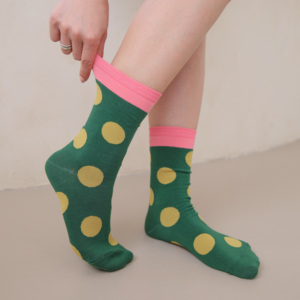 Chaussettes coréennes pour femmes, chaussettes mi-hautes à pois, en coton respirant, pour un usage quotidien, tricotées pour le printemps - Product Image 6