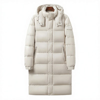 Doudoune longue matelassée avec capuche, col montant, rembourrage en duvet, coupe-vent, en polyester épais, vêtement d'extérieur décontracté d'hiver, unisexe