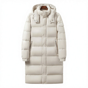 Chaqueta Larga Acolchada con Capucha, Cuello Alto, Relleno de Plumón, Resistente al Viento, Gruesa, de Poliéster, Informal, de Invierno, Unisex - Product Image 1