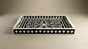 Plateau Feng Shui de Luxe Fait Main Écologique avec Incrustations en Os – Design Décoratif Élégant, Qualité Supérieure pour la Maison et la Cuisine (Idéal pour Servir) - Product Image 3