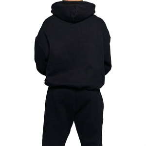 Sudadera con Capucha para Hombre, Negra, de Forro Polar, Corte Regular, Color Sólido, Informal, para Invierno, con Logotipo Frontal Tejido - Product Image 6