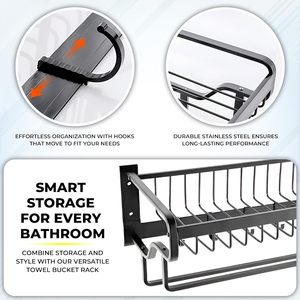 Porte-serviettes en métal anti-corrosion, décoration de salle de bain haut de gamme, support à serviettes en métal, porte-serviettes pour salle de bain - Product Image 4