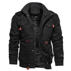 Blouson matelassé en toile beige pour homme, à capuche, fermeture éclair, style workwear, poches, coupe-vent, respirant, décontracté, streetwear, hiver - Product Image 2