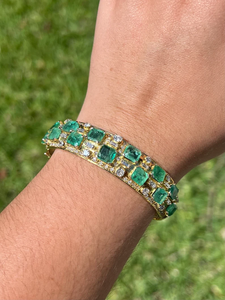 Bracelet en alliage de zinc avec diamant taille émeraude, plaqué or 14 carats, pour femme, bijoux géométriques classiques et tendance - Product Image 4