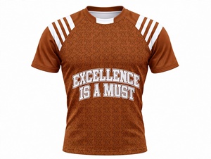Maillot de rugby marron rouille à manches courtes, respirant, style vintage, imprimé, pour l'entraînement d'équipe – Meilleures ventes - Product Image 1