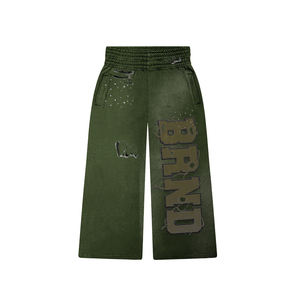 Ensemble sweat à capuche et pantalon de survêtement pour homme, haute qualité, délavé à l'acide, vintage, hiver, respirant, imprimé, avec strass, épais, uni, avec cordon de serrage - Product Image 5
