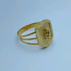 แหวนทองคำชุบ 22K ดีไซน์ดั้งเดิมสำหรับผู้หญิง ประดับลวดลายพระพิฆเนศนูนบนพื้นผิวลายรัศมีดวงอาทิตย์ - Product Image 3