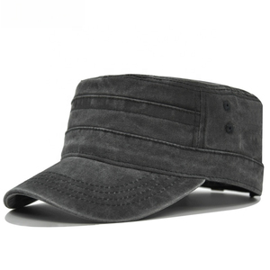 Casquette plate classique en coton doux et léger, couleur anthracite délavée, style cadet, avec bande cousue, idéale pour l'extérieur - Product Image 1