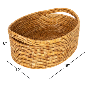 Cesta de Mimbre Natural Hecha a Mano con Asas, Cesta Redonda Organizadora para Almacenamiento, Decoración del Hogar - Product Image 3