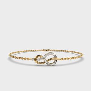 Pulsera de Oro Amarillo/Blanco/Rosa de 14K con Diamantes Cultivados en Laboratorio, Diseño de Nudo Infinito, Cadena con Micropavé - Product Image 1