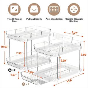 Organizzatore a 2 Livelli Multiuso per Bagno e Cucina, Armadietto Estraibile per Medicinali, Organizzatori Impilabili per Dispensa per un'Organizzazione Ottimale - Product Image 1