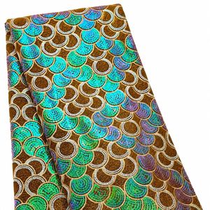 Tela de Encaje Africana Multicolor, Tela de Encaje Bordada, Tela para Vestido de Novia Nigeriana, Tela de Encaje Suizo con Pedrería - Product Image 1