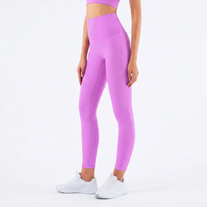 <b>Women</b> High Waist Tummy Control Yoga <b>Leggings</b> Solid Purple Full Length Elastic Waist Gym Workout Pants - Product Image 1