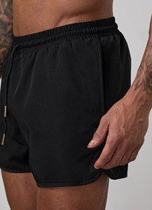 Shorts pour hommes personnalisés OEM noirs de haute qualité pour l'été – Respirants, séchage rapide, coton écologique, cordon de serrage, confort décontracté - Product Image 2