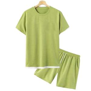 Nuevo Conjunto Corto Personalizado para Hombre, Tela Suave 100% Algodón, Felpa Gruesa, Color Sólido, Liso, Buen Precio - Product Image 1