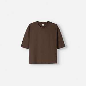 Heavyweight Cropped <b>Box</b> Fit Tshirt Oversized Heavy Weight <b>Drop</b> Shoulder T Shirt Mock Neck Cotton Boxy Fit T-shirt - Product Image 1