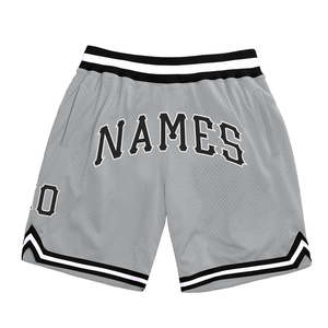 Shorts de basket-ball gris en mesh pour hommes avec impression de noms, taille élastique, style sportif, respirant, avec poches - Product Image 1